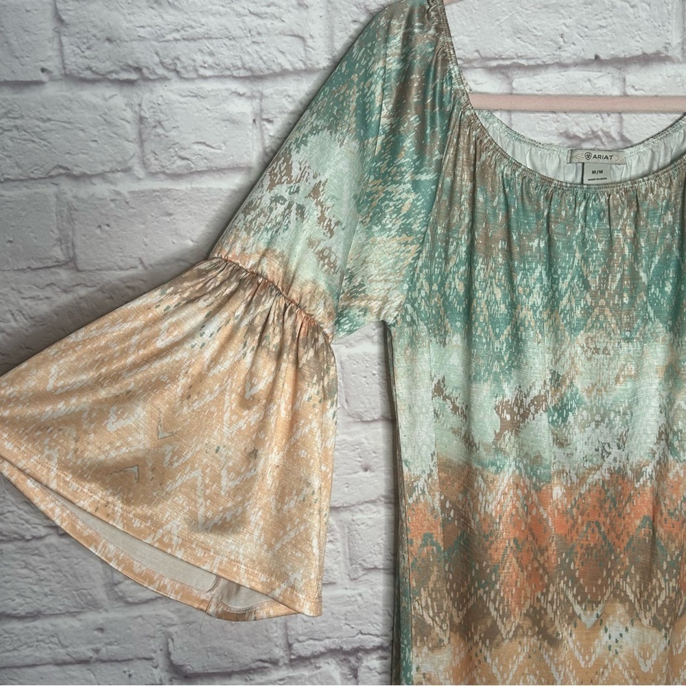 Ariat Bell Sleeve Southwestern Scoop Neck Shift Dress - Picture 7 of 12
